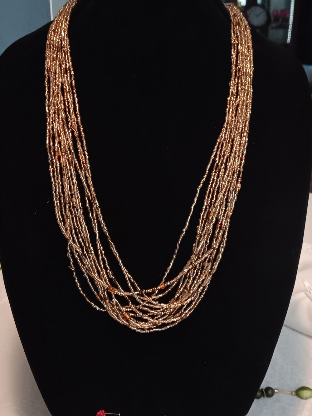 Multi-Strand Gold Beaded Necklace - Women Jewelry